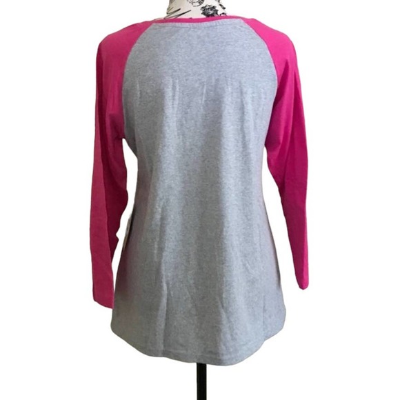 BREAST CANCER AWARENESS "BELIEVE"  3/4 SLEEVE GRAPHIC TOP SMALL - Picture 2 of 2